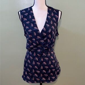 Attention Feather sleeveless Blouse XL SIDE ZIPPER
